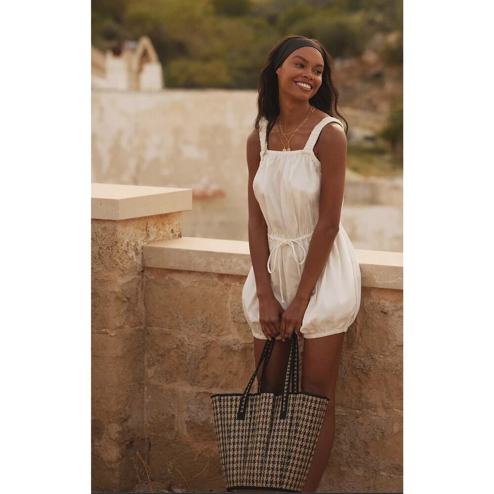 NWT Anthropologie White Cotton Adjustable Tie Romper - Size Small